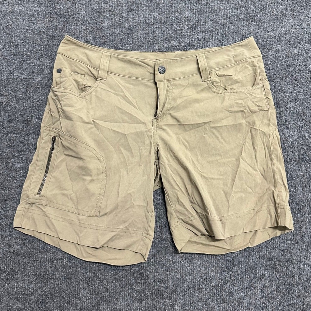 Prana Shorts Womens Size 4 Khaki Tan Stretch Ripstop Hiking Outdoor Trail Casual
